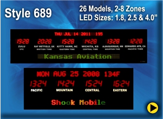 BRG Time Zone Clocks, World Clock, Zulu Clock, Style 689